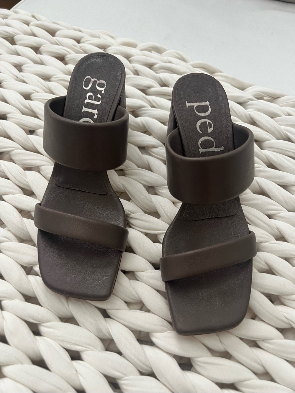 Pedro Garcia Brown Double-Strap Slide Sandals 39.5